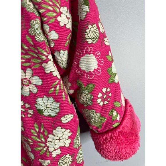 Penelope Mack Pink Floral Corduroy Pea Coat with Faux Fur Trim 6x - Picture 2 of 7